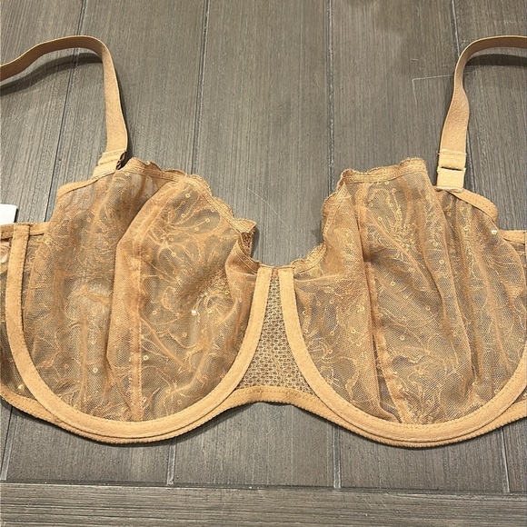 NWT! Chantelle Fleurs Signature Demi Bra - Toffee Sequins - Picture 11 of 13